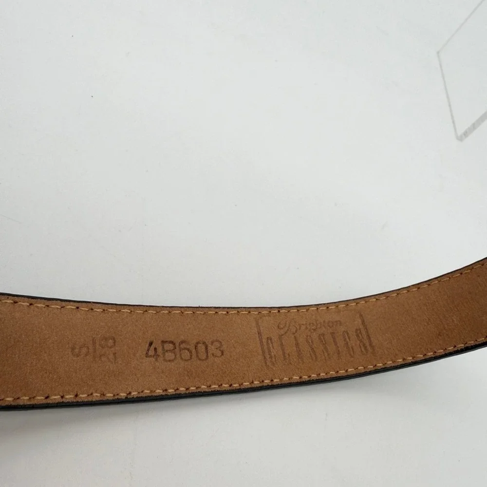Brighton Black Lizard Embossed Leather Belt S 26-30 Gold Silver USA